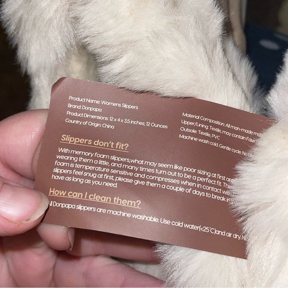 DONPAPA Womens Fur Lined Slippers Memory Foam Fluffy Soft Warm Shoes 8-9 New - Picture 3 of 5